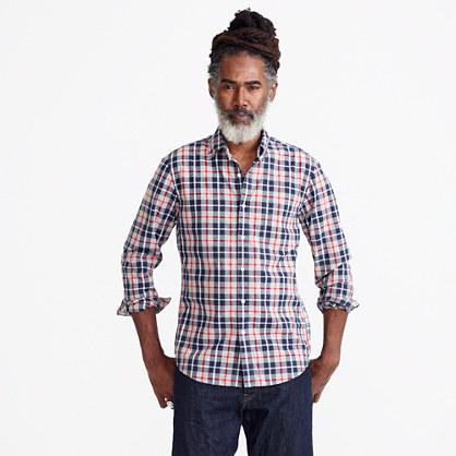 J.Crew Secret Wash shirt in heather poplin grey and red plaid