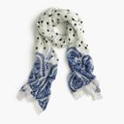 J.Crew Polka-dot scarf with paisley trim