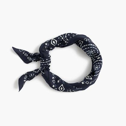 J.Crew Italian silk square scarf in navy paisley print