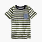 J.Crew Boys' striped chambray-pocket T-shirt in slub cotton
