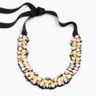 J.Crew Bead and crystal fabric-backed necklace