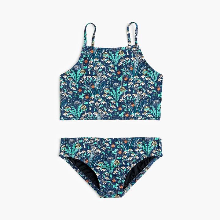 J.Crew Girls' cropped tankini set in Liberty floral