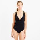 J.Crew Jersey Lomellina&reg; deep-V ruched one-piece swimsuit