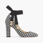 J.Crew Ankle-wrap pumps in houndstooth