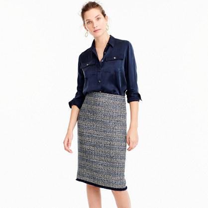 J.Crew Petite pencil skirt with fringe hem