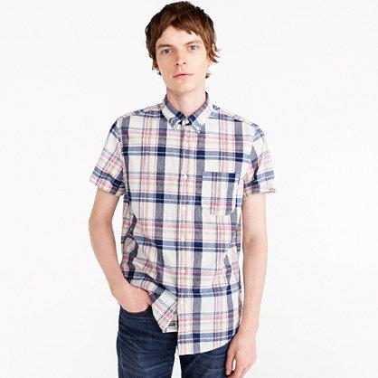 J.Crew Short-sleeve madras shirt in indigo plaid