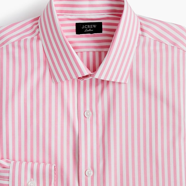 J.Crew Ludlow stretch two-ply easy-care cotton dress shirt in pink stripe