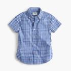 J.Crew Kids' short-sleeve Secret Wash shirt in blue gingham