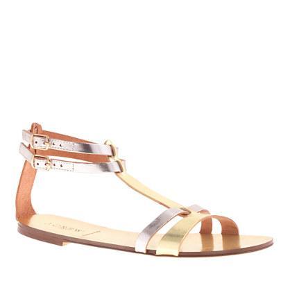 J.Crew Metallic T-strap sandals