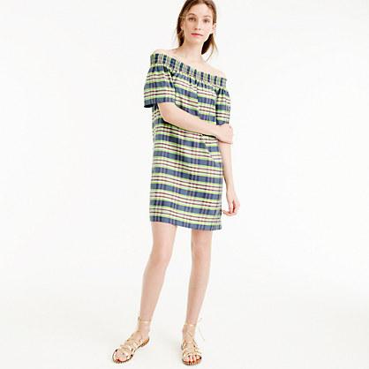J.Crew Collection off-the-shoulder dress in yarn-dyed silk