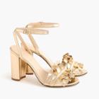 J.Crew Ruffle-strap heel (100mm) in metallic gold leather