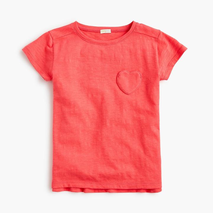 J.Crew Girls' T-shirt with heart-shaped pocket