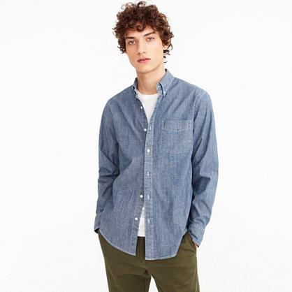 J.Crew Stretch one-pocket chambray shirt in rinsed indigo