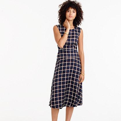 J.Crew A-line dress in silk-twill windowpane print