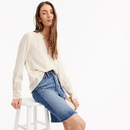 J.Crew Silk ruffle-neck blouse in dot