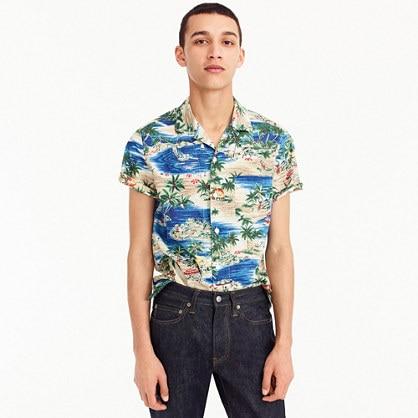 J.Crew Short-sleeve slub cotton shirt in island print