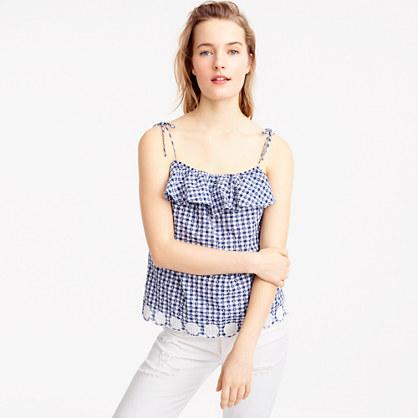 J.Crew Tie-shoulder ruffle top with eyelet trim