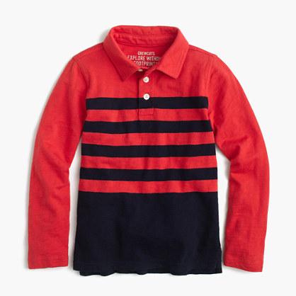 J.Crew Boys' long-sleeve polo shirt in placed stripe