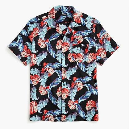 J.Crew Short-sleeve camp-collar cotton-linen shirt in tropical print