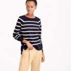 J.Crew Striped crewneck sweater with side snaps