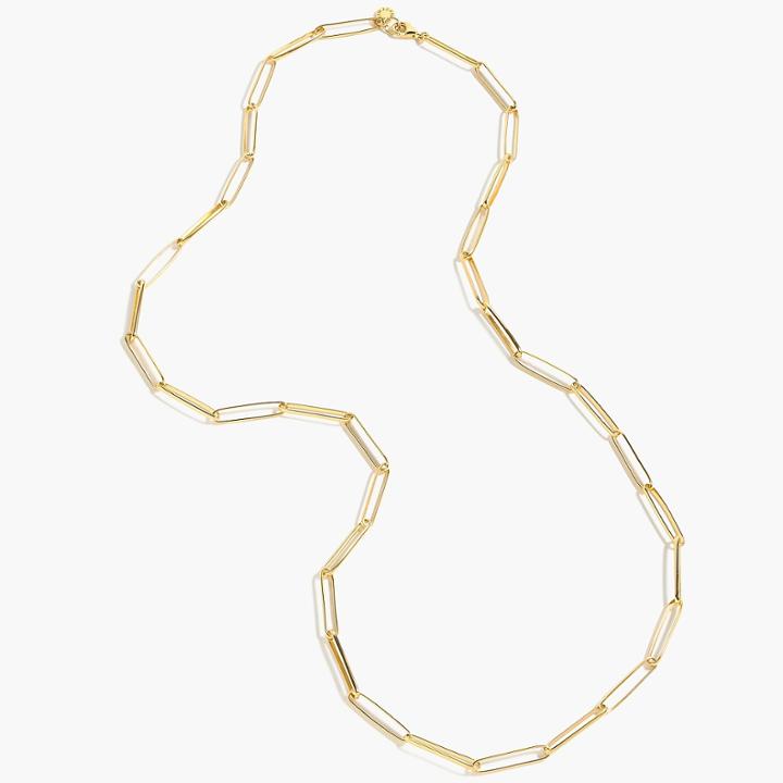 J.Crew Demi-fine 14k gold-plated long paper clip necklace