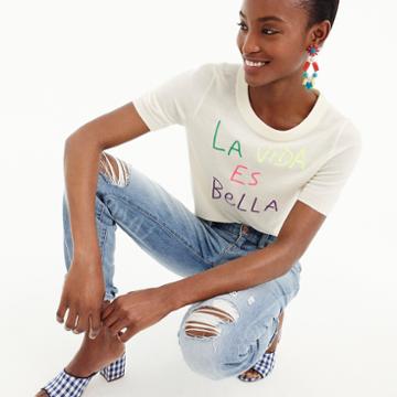 J.Crew Tippi short-sleeve sweater in La Vida Es Bella