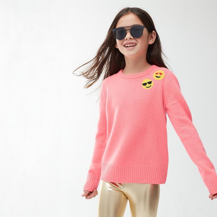 J.Crew Girls' popover sweater with emojis