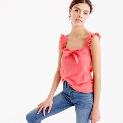 J.Crew Bow top with embroidered trim