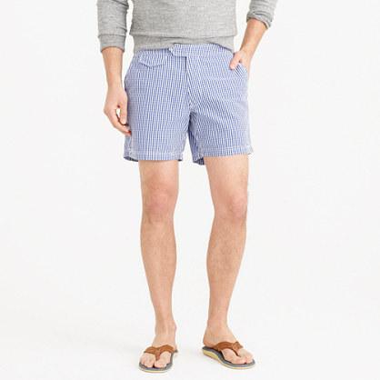 J.Crew 6.5 tab swim short in gingham seersucker