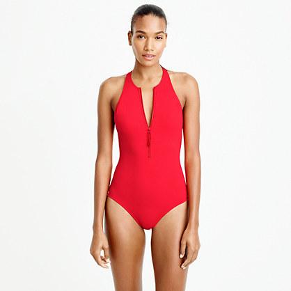 J.Crew Zip -front one-piece swimsuit in Italian matte