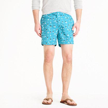 J.Crew 6.5 tab stretch swim short in sailboat print