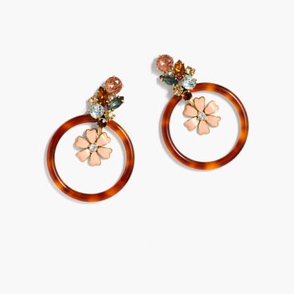 J.Crew Floral tortoise hoop earrings