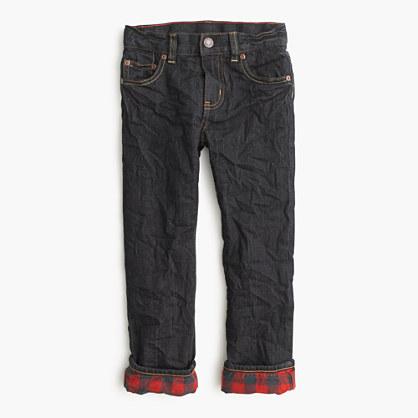 J.Crew Boys' flannel-lined cozy jean in wrinkle rinse
