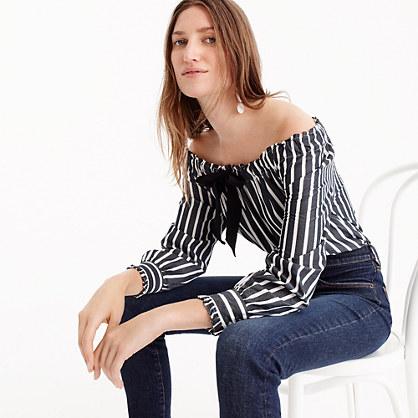 J.Crew Tall Off-the-shoulder striped top with bow