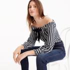 J.Crew Tall Off-the-shoulder striped top with bow