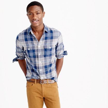 J.Crew Wallace & Barnes flannel shirt in navy-and-grey plaid
