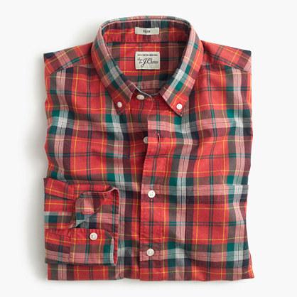 J.Crew Slim Secret Wash shirt in heather poplin red plaid