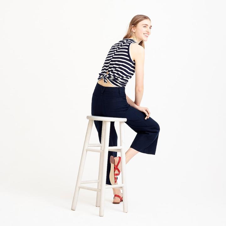 J.Crew Tie-back tank in stripes
