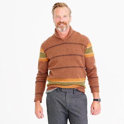 J.Crew Lambswool shawl-collar sweater in blanket stripe