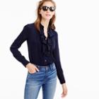 J.Crew Tuxedo ruffle top in stretch silk georgette