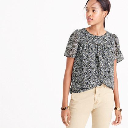J.Crew Metallic chiffon top in ditsy floral print