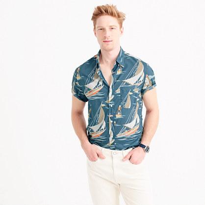 J.Crew Slub cotton short-sleeve shirt in sailboat print
