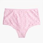 J.Crew High-waisted bikini bottom in laser-cut eyelet