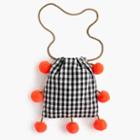 J.Crew Gaia&trade; for J.Crew pom-pom bag in black-and-white gingham