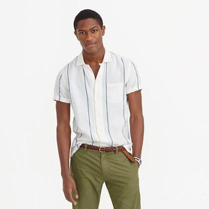 J.Crew Wallace & Barnes camp-collar Irish linen shirt in indigo blanket stripe