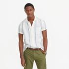J.Crew Wallace & Barnes camp-collar Irish linen shirt in indigo blanket stripe