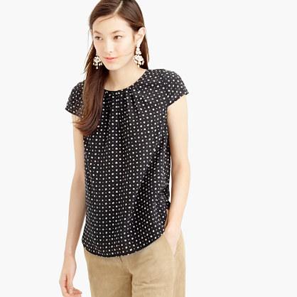 J.Crew Cap-sleeve silk top in dot square
