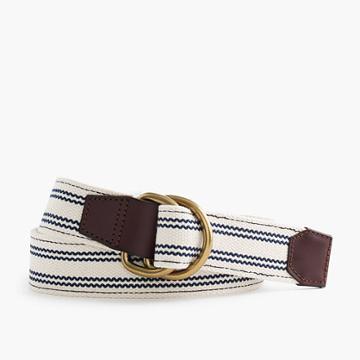 J.Crew Woven ticking-striped D-ring belt