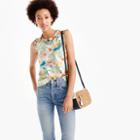 J.Crew Ornate floral ruffle-trim top in silk