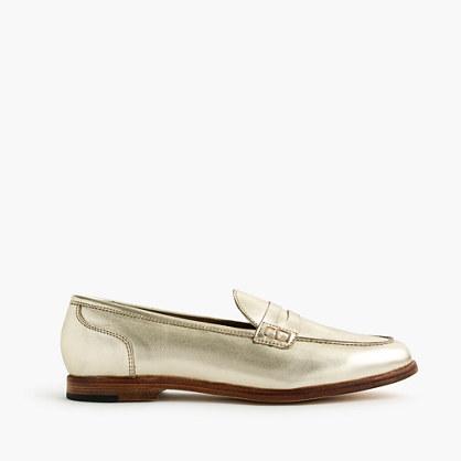 J.Crew Ryan penny loafers in metallic leather